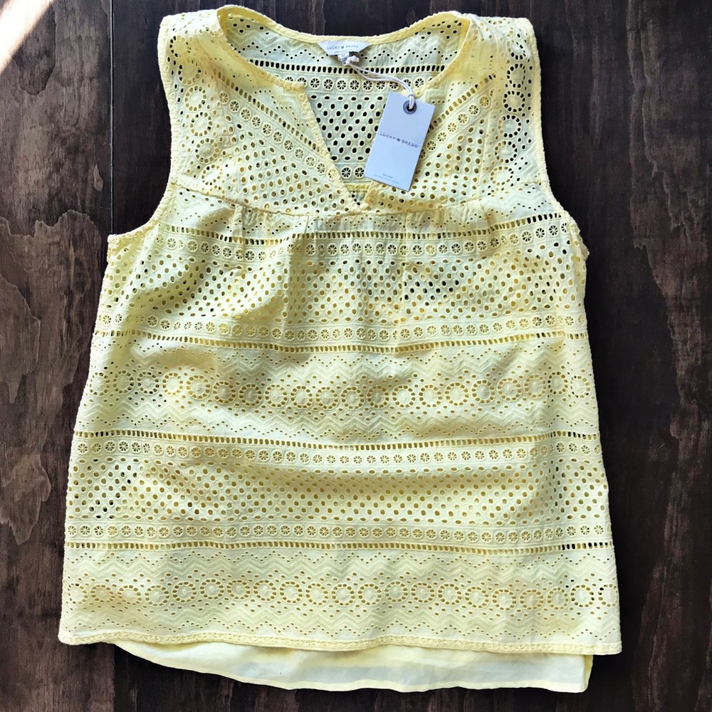 3/$30 NWT Lucky Brand Yellow Eyelet Blouse